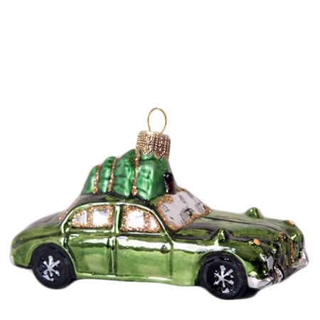 Decorative Glass ornament Red Car & Christmas tree - RENIO&CLARK