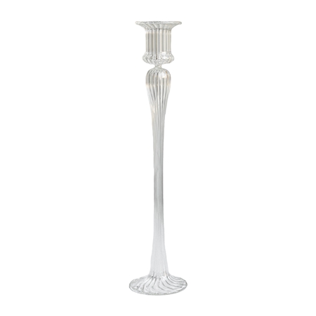 Luxury glass candle holder with grooves